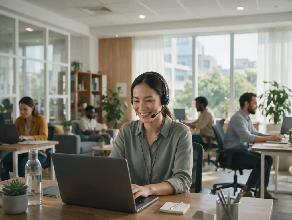 Friendly Canadian loan support advisor with a headset